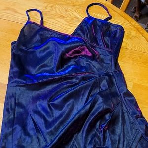 Holographic Wrap Asymmetrical Hem Cami Dress